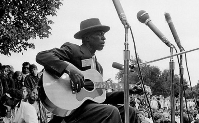 Delta bluesman, Skip James with guitar